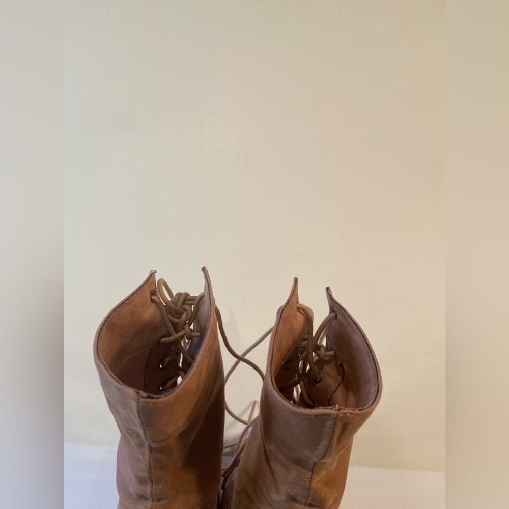 Public Desire~Pink Faux Suede Lace-Up Stiletto Ankle Boot~Pointed Toe~Size US-6 - Picture 10 of 16